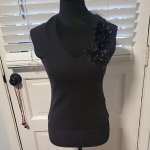 The Limited Black Top with Floral Detail